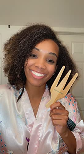 GranNaturals Wooden Parting Comb & Three-Prong Afro Pick for Curly Hair