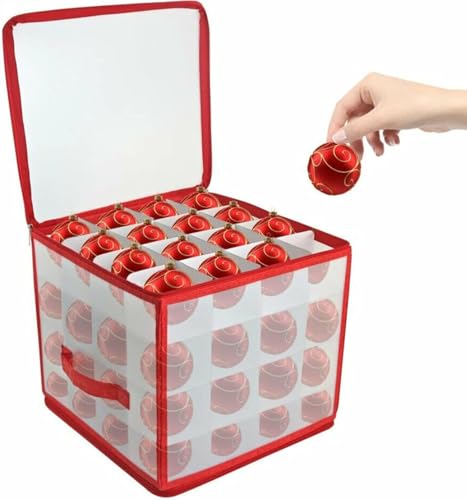 Yubeaahn 64-Ornament Storage Box, 4-Tier Holiday Organizer with Dividers