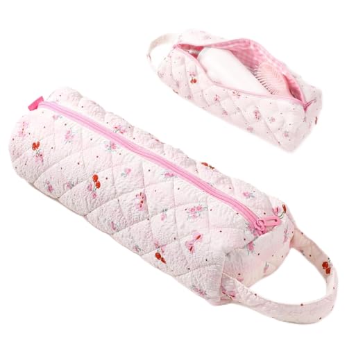 Pink Quilted Hair Tool Travel Bag for Hair Dryer and Curling Iron