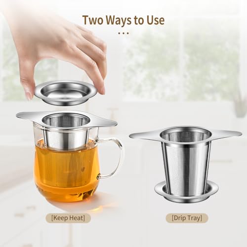 BOMANSI BOMS 2-Pack Stainless Steel Tea Infuser Set with Drip Tray