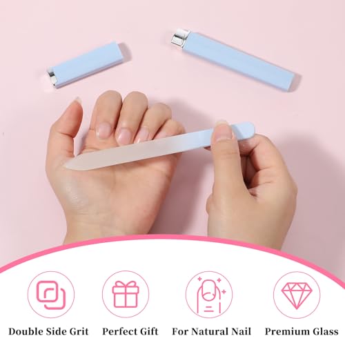 Tweruna 3 Pack Crystal Glass Nail Files with Case for Natural Nails