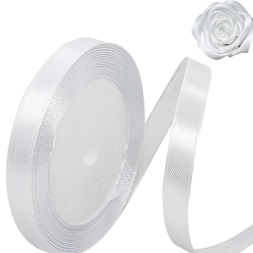 White Satin Ribbon 3/8 Inch x 25 Yards for Gift Wrapping & Crafts
