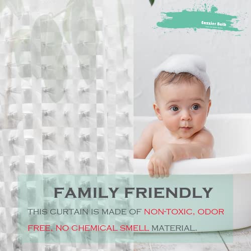 Eazzier Bath 72x72 Inch Crystal Clear Shower Curtain Liner - Lightweight, Water-Repellant with Rustproof Grommets & Weighted Magnets