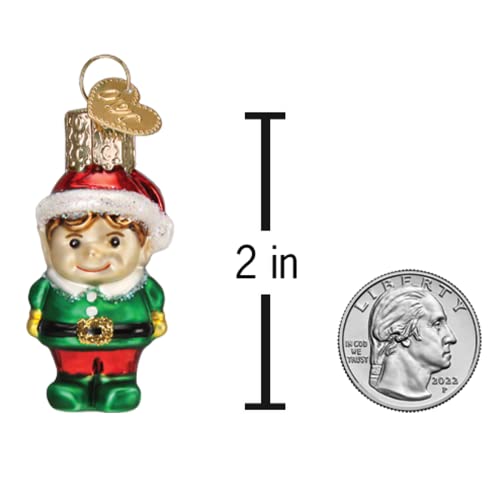 Elf Glass Blown Ornament - Mini Handcrafted Holiday Decoration, Christmas Tree Accessory