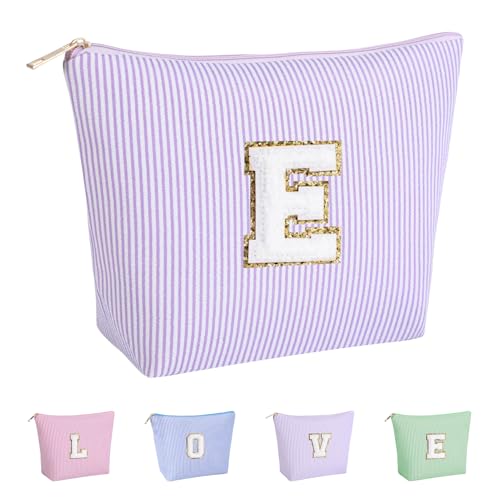 Initial Monogram Makeup Bag, Cute Travel Toiletry Pouch for Girls