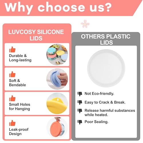 LUVCOSY 4-Inch Silicone Can Lids for 12oz Tuna Cans - 2 Pack Reusable