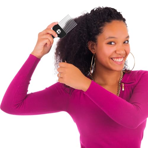 Supaze Metal Teeth Afro Hair Pick Comb 3-Piece Set for Curly Hair