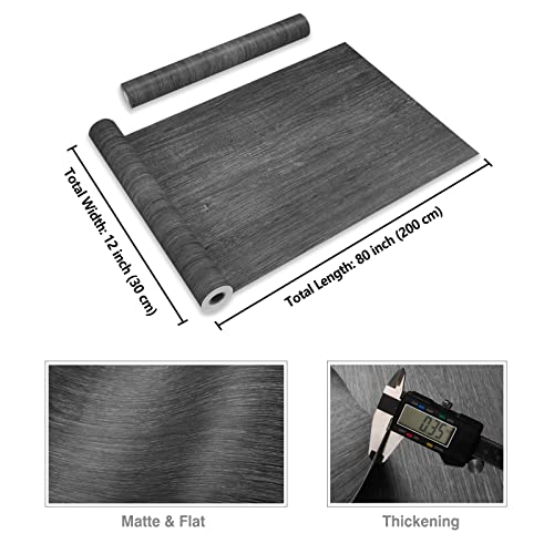 CRE8TIVE Dark Grey Wood Contact Paper, 12" x 80" Waterproof Vinyl Wallpaper