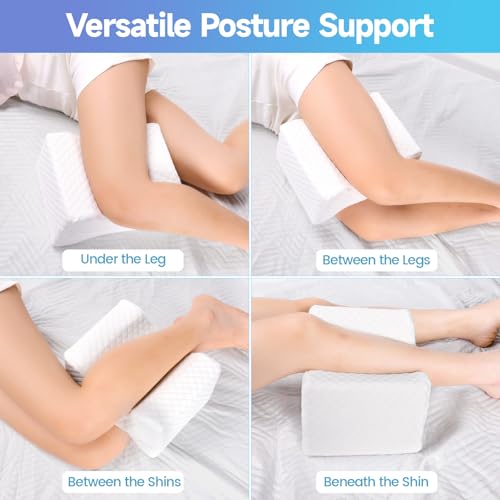 Cooling Gel Knee Pillow for Side Sleepers - Large White Memory Foam