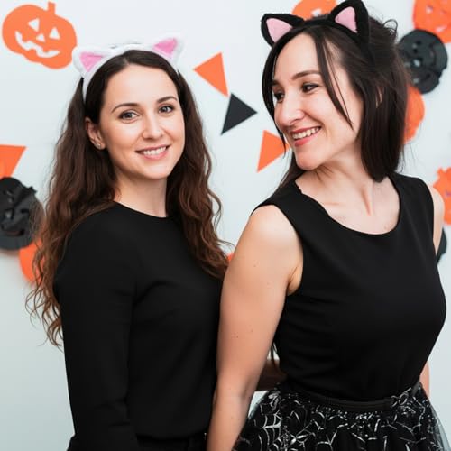 Cat Ears Headband 2PCS Soft Plush Fuzzy Makeup Hairband for Spa