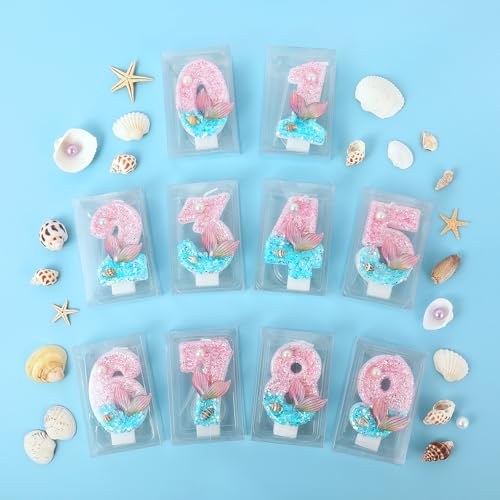 Mermaid Number 3 Birthday Candle - Pink & Blue Cake Topper