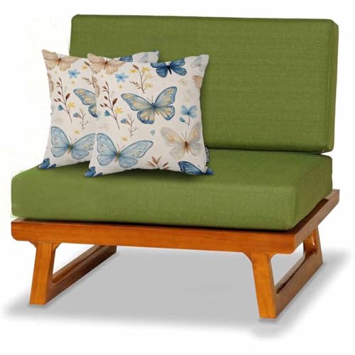 Colorful Butterfly Throw Pillow Cover, Cotton Linen Cushion Case 18x18 Inch