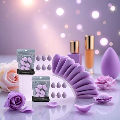 ZLmoue 12Pcs Purple Mini Makeup Sponge Set for Precise Blending