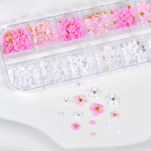 MOLILON 3D Flower Nail Art Charms with Beads, Pick Up Pen and Tweezer Set