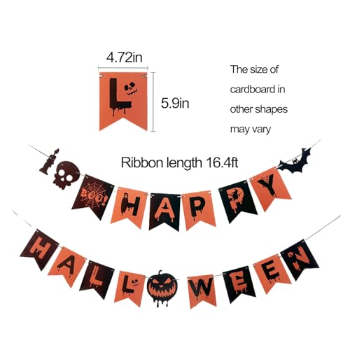 Happy Halloween Banner with Skulls & Bats - Indoor/Outdoor Decor