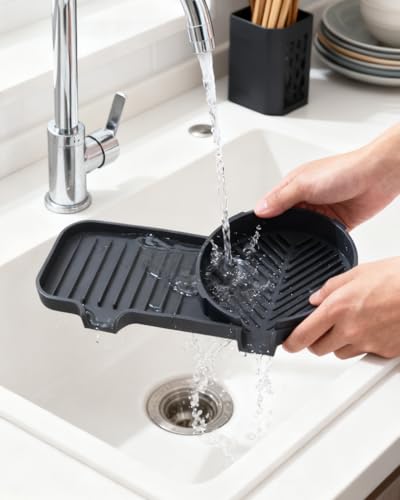 2-in-1 Silicone Sponge & Soap Holder with Drain Tray - Kitchen & Bathroom Organizer