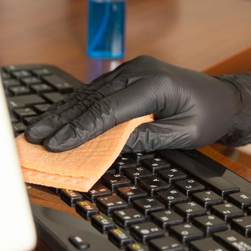 ForPro Professional Disposable Nitrile Gloves, 30 Count, Large, Black