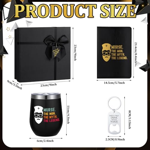 Nurse Appreciation Gifts for Men - Set with Tumbler, Socks, Keychain, Notebook - Variation of Nurse