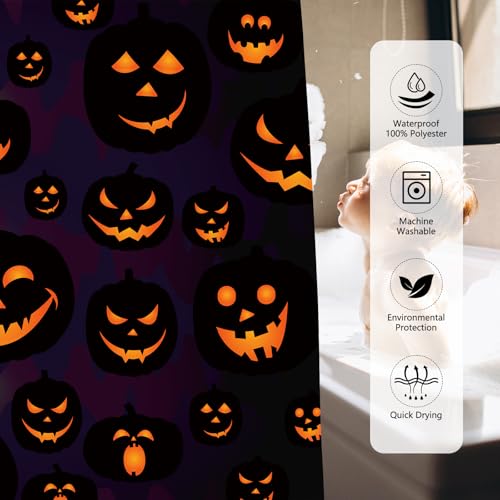 MEHOFOND Purple Halloween Pumpkin Shower Curtain - 72x72 Inch
