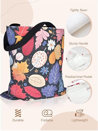 Aesthetic Canvas Tote Bag with Inner Pocket – Reusable Cotton Book Bag