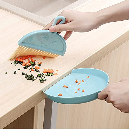 JIBOLAT Mini Broom and Dustpan Set - 3-Piece Handheld Cleaning Kit (3 Colors)
