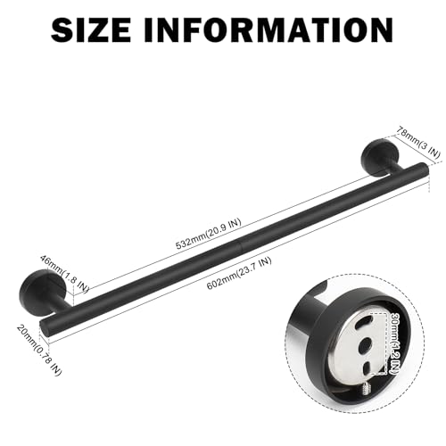 Livabber 24-Inch Black Towel Bar, 304 Stainless Steel Wall-Mounted Rack