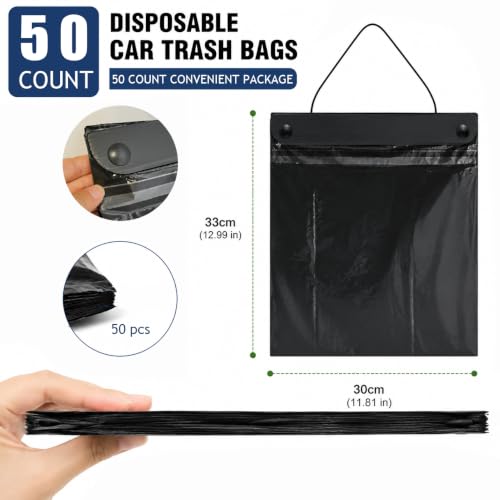 Philbinden 50 Count Leak-Proof Car Trash Bags - Disposable Auto Garbage Pouches