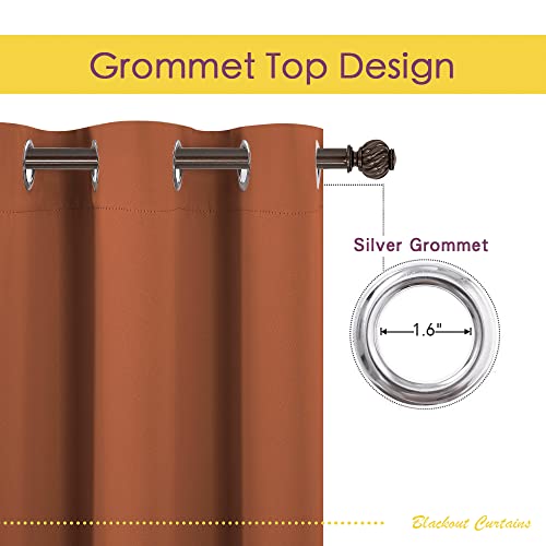 NICETOWN Burnt Orange Blackout Curtains - 42"W x 54"L, 2 Panels
