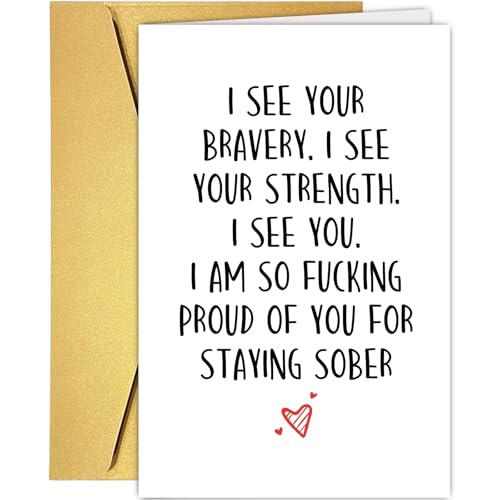 Funny Sober Anniversary Greeting Card - Sobriety Milestone Gift for Him and Her
