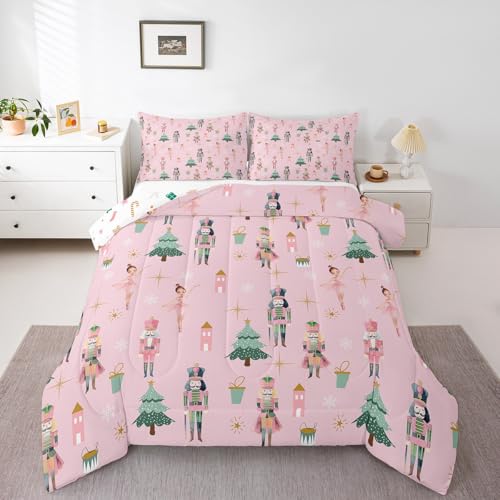 Pink Christmas Bedding Set Queen Size for Kids & Girls - Feelyou