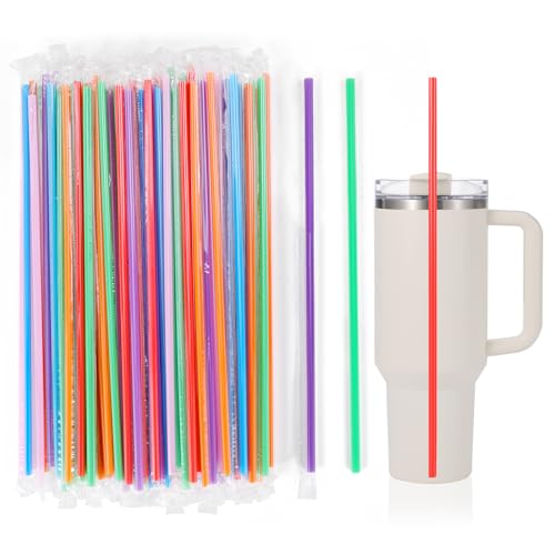 100 Pcs Colorful Disposable Straws for 40 OZ Tumblers - 12" Long