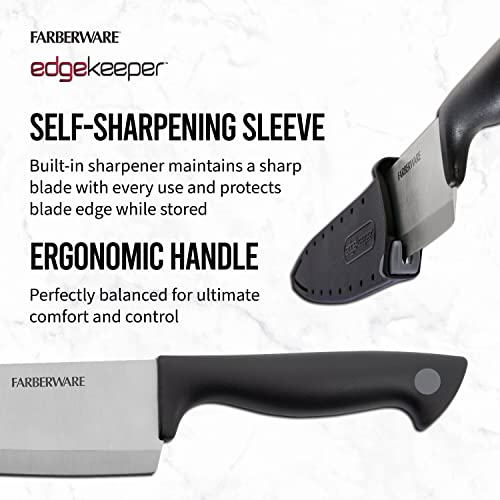 Farberware 8-Inch Chef Knife with Self-Sharpening Cover - Black/Gray