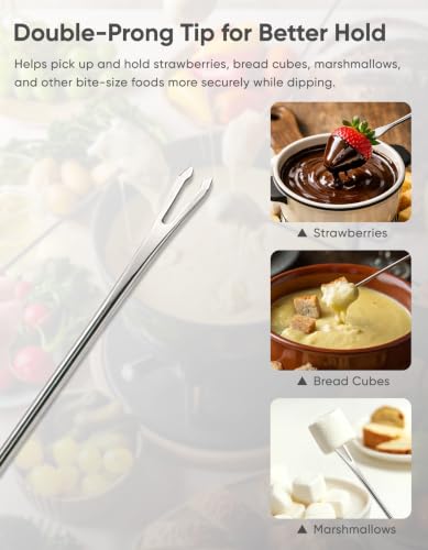 Fondue Forks Set of 3 - 9.45" Stainless Steel Skewers for Dipping