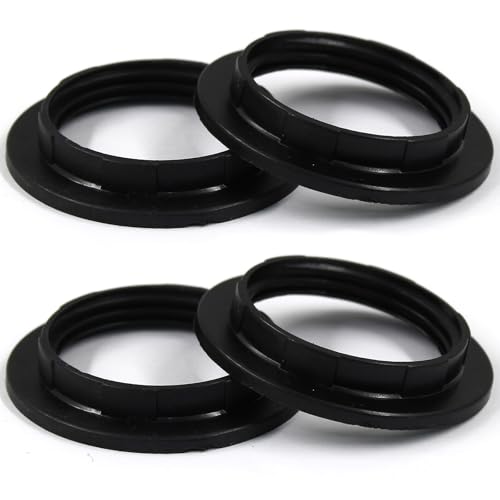 Bonsicoky 4PCS E27 Lamp Shade Collar Rings - Black Replacement