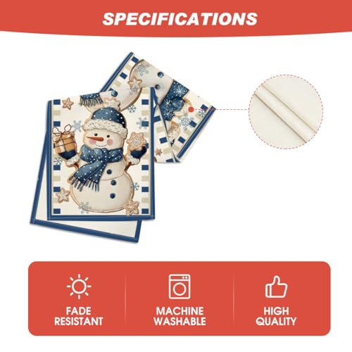 Snowman Gift Table Runner 13x90 Inch Winter Decor for Home & Party - Blue Variation