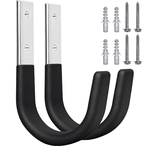 Heavy Duty Steel Wall Hooks for Garage & Garden Storage - 60lbs Capacity (2 Pack)