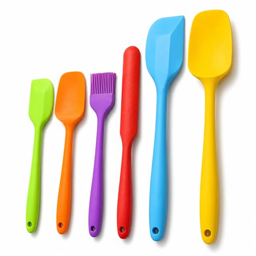 LeviLevo 6-Piece Seamless Silicone Spatula Set - Heat Resistant & Nonstick