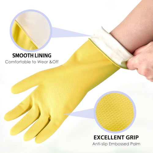 XL Reusable Colorful Dishwashing Gloves 4 Pairs - Waterproof Household Cleaning Gloves