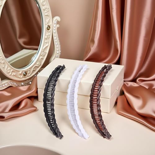 3 Pack Banana Hair Clips Set Vintage Bow Hair Grips for Thick Hair