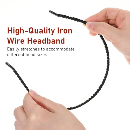 Gjinxi 2pcs Metal Thin Black Headbands for Women Men Lightweight Hair Bands