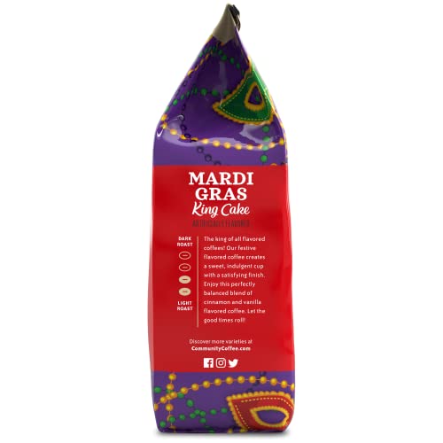 Community Coffee Mardi Gras King Cake Flavored Ground Coffee, 12 oz (Pack of 2)