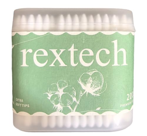 REXTECH Dual Tip Cotton Swabs 200 Count - Rounded and Pointed