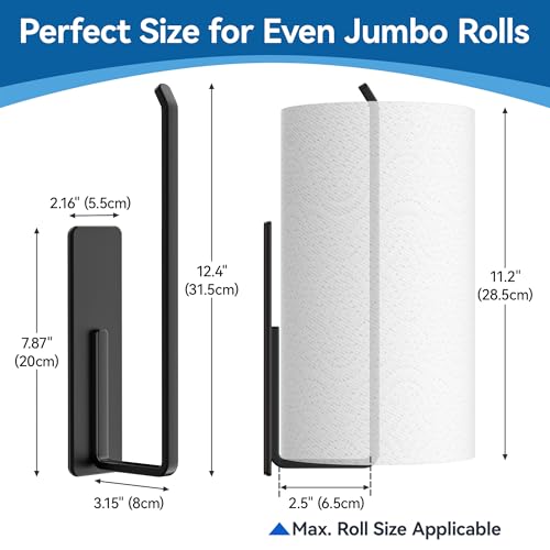 Black Magnetic Paper Towel Holder - No Drill, Heavy-Duty Design