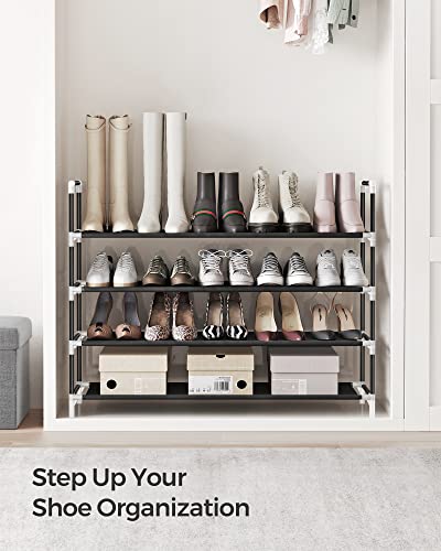 SONGMICS 4-Tier Shoe Rack, 38.8-Inch Wide Metal Shoe Organizer - Black