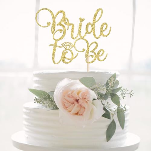 Bride to Be Cake Topper Gold Glitter Ring for Bridal Shower Wedding