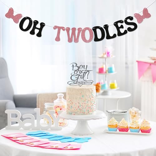 Oh Twodles 2nd Birthday Banner - Glittery Party Decor for Girls
