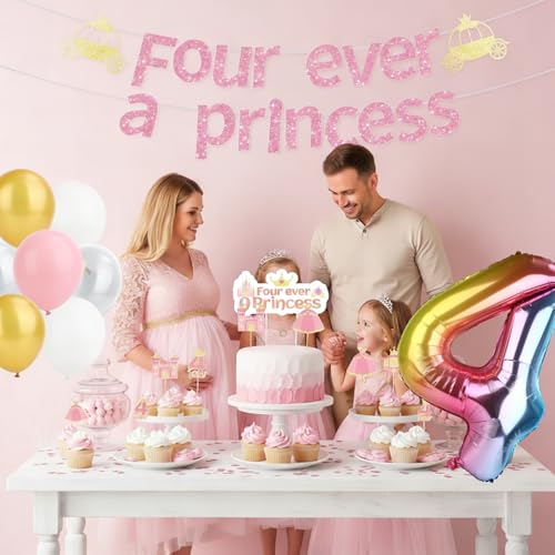 Princess Birthday Decorations Kit for 4-Year-Old Girls - 35 Pcs