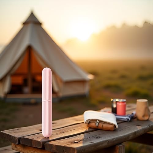 Pink Portable Toothbrush Travel Case with Lid, Dust-Proof Holder