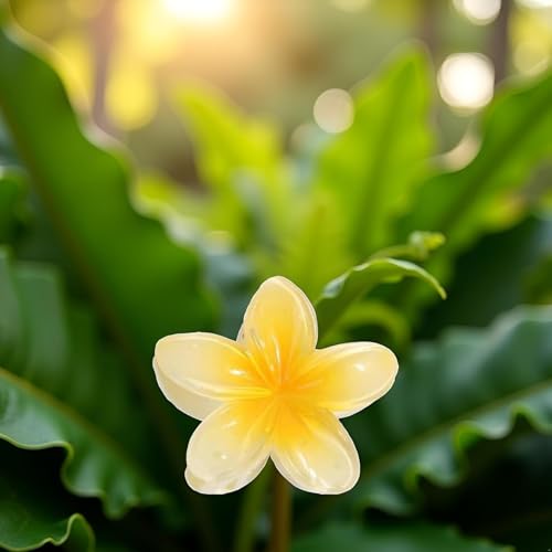 Creamy Yellow Plumeria Flower Claw Clip for Thick Hair