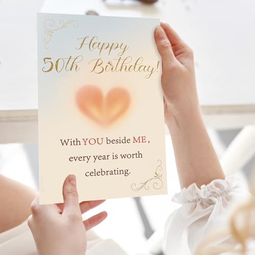 50th Birthday Card - Romantic Greeting Card for Husband, Wife or Couple